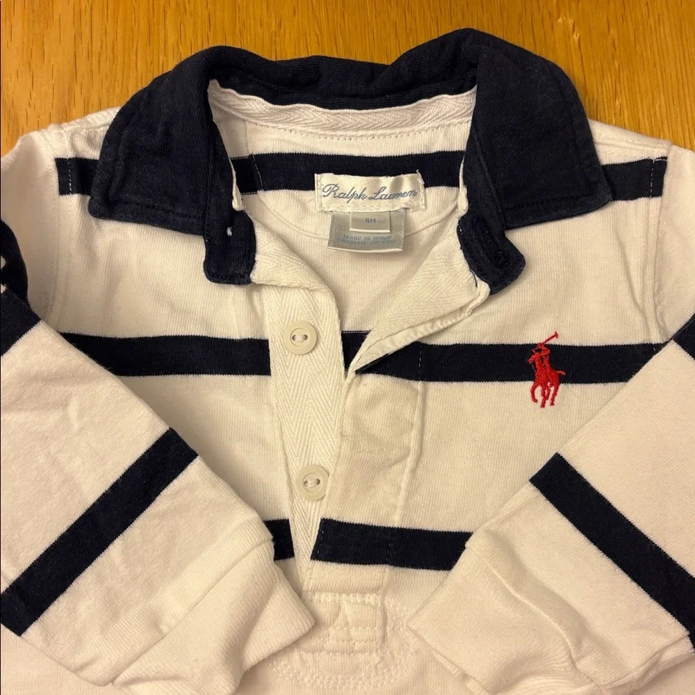 Ralph Lauren Navy and White Striped Baby Romper/One Piece - 6 months